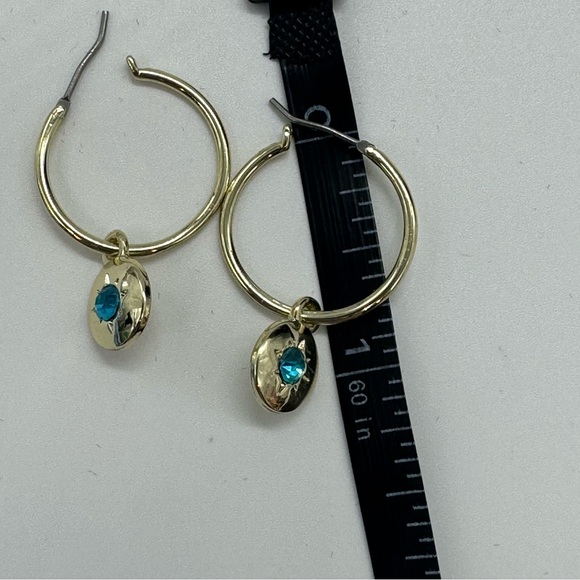 Rachel Roy Gold Plated Hoop Charm with Blue Crystal - Picture 2 of 13